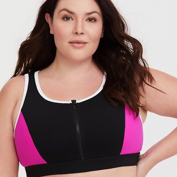 torrid Other - TORRID FRONT ZIP PINK & BLACK SPORTS BRA
